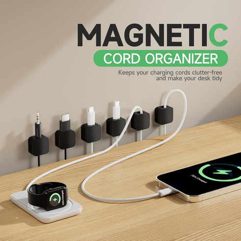 WDBmla 9 Wall,2025 Organizer[0.45" 0.27" Black Magnetic Cable Clips,Under Desk Cable Management,Cord Holder