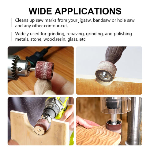 2” Long Sanding Drums and Sleeves Set with 1/4” Shank for Drill, Sanding Drum Kit for Wood and Metal