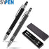 SyPen Luxury Pen Gift Set, 2 Rubberized Metal Ballpoint Pens + Night Writer LED Flashlight + Stylus, Gift Box