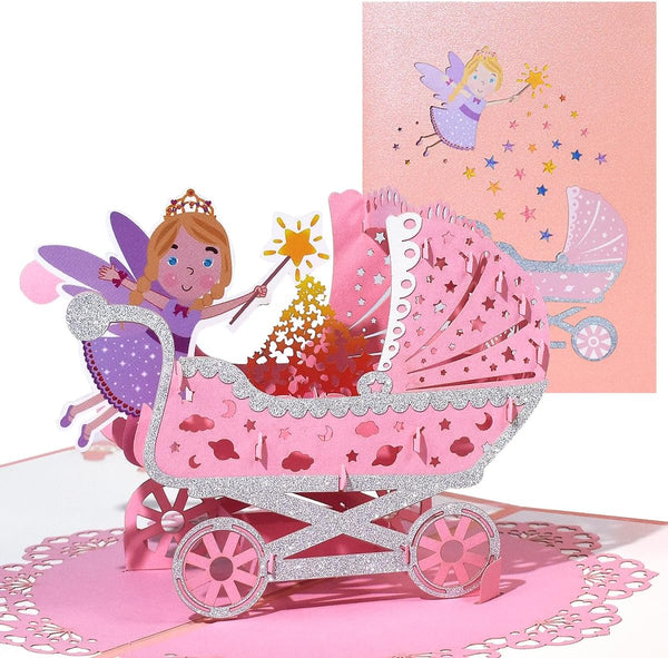 New Baby Card for Girl, Pop Up New Baby Card, Welcome Baby