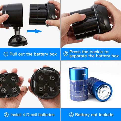 1000LM 6000K Black(2 Pack) Motion Sensor Outdoor Lights, Battery Operated Outdoor Light, Motion Detector Lights