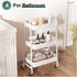 Generic 3 Tier Rolling Cart, Metal Utility Cart with Lockable Wheels - Kitchen Bathroom Organizer - White