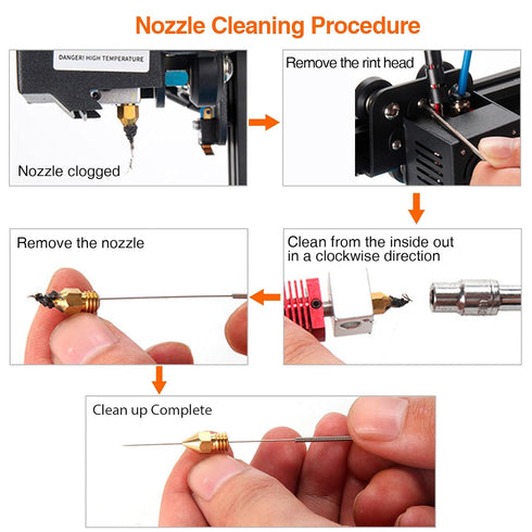 FEUNLEM 0.4mm 3D Nozzle 60PCS 3/MK8/V6, Nozzle Printer Cleaning Kit - Stainless Steel Anti-Clog Needles, Heat-Resistant