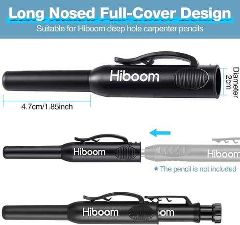 Hiboom 2 Pcs Solid Carpenter Pencil Cap, Long Nose Mechanical Woodworking Marker Cap with Pocket Clip