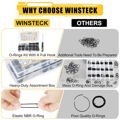O Ring Assortment Kit, 780 PCS Rubber O Ring Set with 180° Full Pick & Hook Tool, 18 Sizes for Automotive, Hose, Faucet