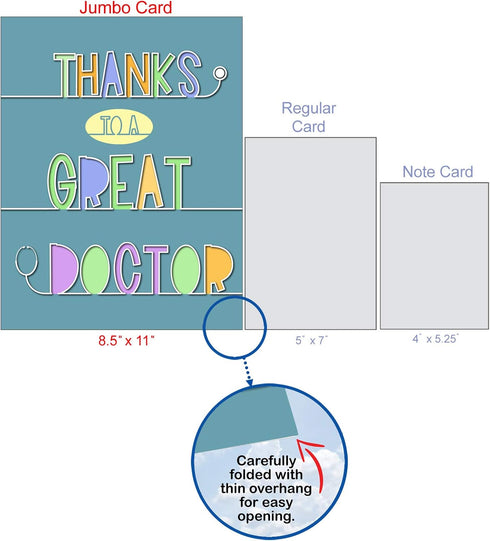 NobleWorks Jumbo Thank You Card for Nurse and Doctor, 8.5 x 11 Inch Gratitude Greeting Card