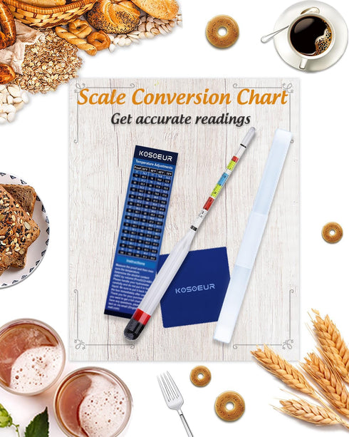 Triple Scale Hydrometer, Alcohol Hydrometer for Wine, Mead, Kombucha & Beer Brewing Supplies