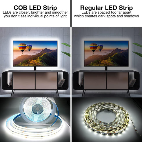 16.4 Dimmable 6500K 24V, 1600LEDs, 2835 Closet DAYBETTER COB LED Strip, ft White LED Strip Lights, LED Light Strip