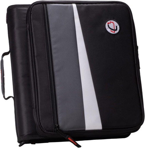 Case-It 2 Inch 3 D-Ring Zipper Binder with Padded Laptop Case, Shoulder Strap, LT-117, Black