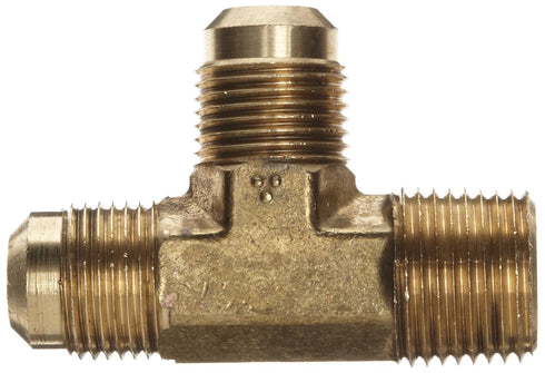 Anderson Metals 04051-0808 Brass Tube Fitting, Tee, 1/2" Flare x 1/2" Flare x 1/2" Male Pipe
