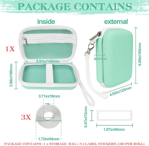 Case Compatible with Phomemo D30 D35, NELKO P21, NIIMBOT D110 Label Maker with 3 Roll Label Tape