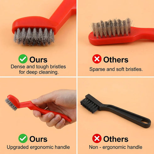Sibba 3-Pack 7" Heavy-Duty Stainless Steel Wire Brushes Curved Handle Welding Slag, Rust & Paint Removal Brushes, Stiff