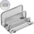 NUOBESTY Metal Mesh Vertical Book Organizer Desk Mail Sorter, Small Rack with Upright Compartments - Silver