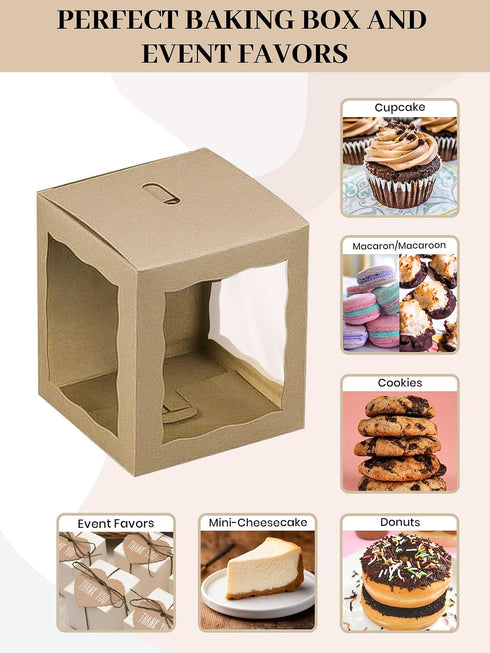 A & H Legacy (Pack 12) 4x4x4 Inch Packaging Candy Apple Boxes with Hole | of Kraft Glossy Caramel Apple Boxes