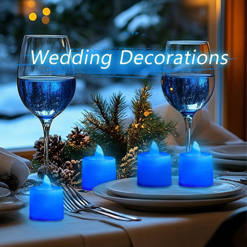 24 Pack LANKER Flameless Led Tea Lights Candles, Flickering Blue Battery Operated Electronic Fake Candles, Decorations