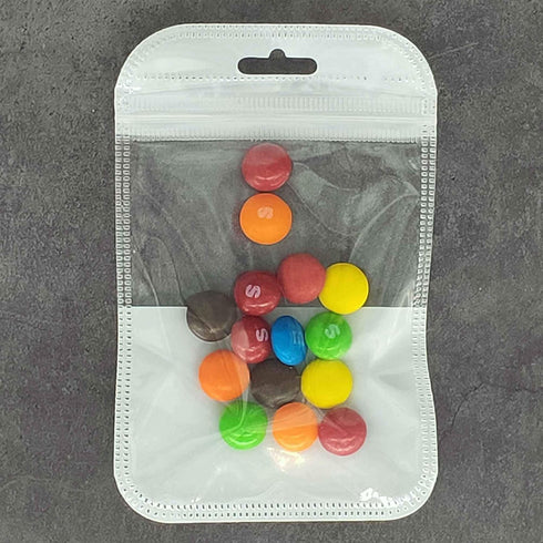 Clear Window Half White Plastic Resealable Bags with Butterfly Hang Hole for
