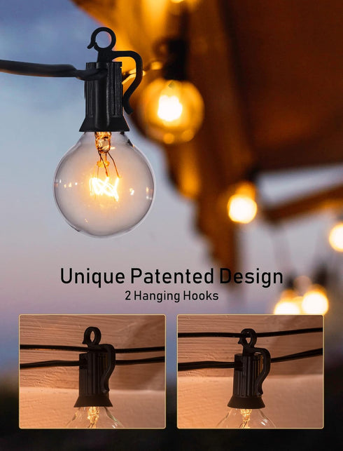 30FT G40 27 Bulbs(2 E12 Brightown Outdoor String Lights Globe Patio Lights with Edison Glass Spare), Waterproof