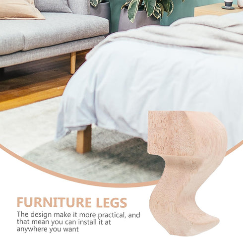 12x6cm Set 4 Kisangel Wood Carving Rubber Wood Furniture Legs for Sofa Chair Table of Replacement Legs for Tv Cabinet