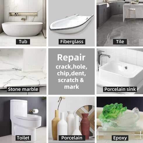 Tub and Fiberglass Shower Repair Kit, 3.7oz Porcelain Sink and Acrylic Bathtub Repair Kit for Cracks and Chips