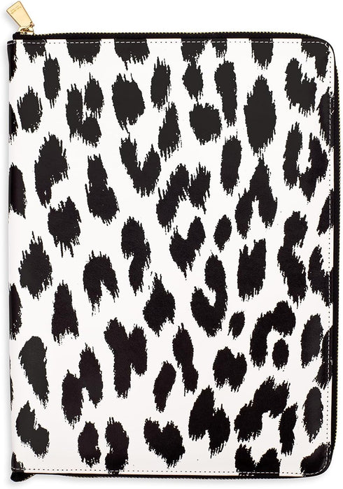 Kate Spade New York Vegan Leather Padfolio, Zipper Portfolio with 8.5" x 11" Writing Pad, Modern Leopard Organizer