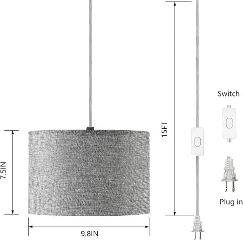 XINGZHI Bulb 15ft Plug in Hanging Lamp with RGB Smart Plug-in Cord Pendant Light with Cord Fixture Pendant Lights