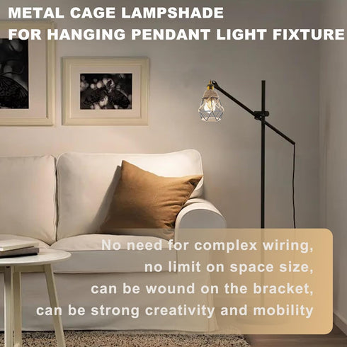 FEYAIM E26 E27 510 cm Vintage Plug in Pendant Light, Metal Pendant Lamp Kit, Hemp Rope Hanging Lamp Socket Pendants