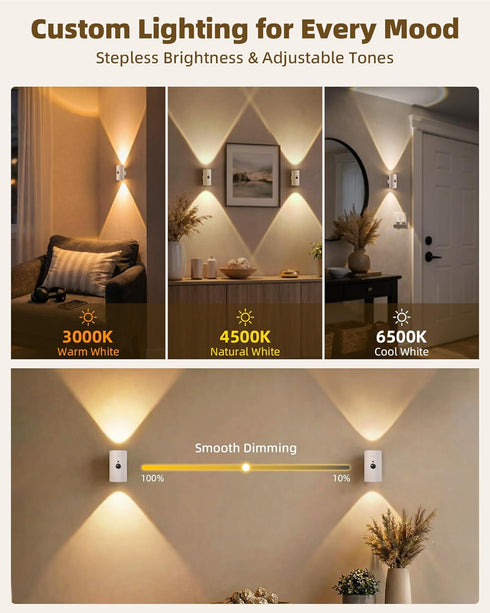 4000mAh 3 12 1 Pack) EZVALO Battery Operated Wall Sconce with Motion Sensor, Rechargeable Wall Light, Color