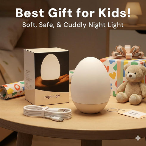 7 Dimming L LOHAS LED Egg Night Light for Kids, Baby Night Light with Colors Changing,Stepless Brightness, BPA Free