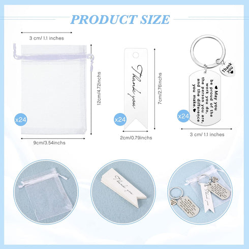 72 Yinkin Pcs Employee Appreciation Gifts Bulk Thank You Coworker Keychain Gifts with Organza Bags and Thank You