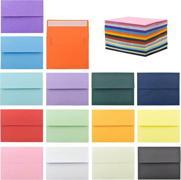 VANRA 150 Pack Colorful A2 Envelopes for Invitations, Bulk for 4.25x5.5 Greeting Cards, 15 Assorted Colors