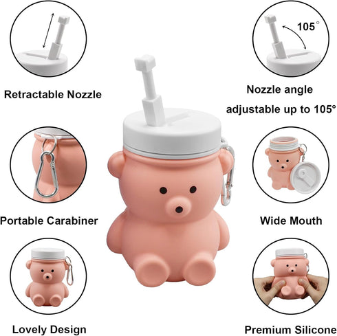 300ml Nozzle Pink(1pc) Cute Portable Bidet for Kids, Lovely Baby Bidet Spray Bottle, Compact Travel Size Camping Peri
