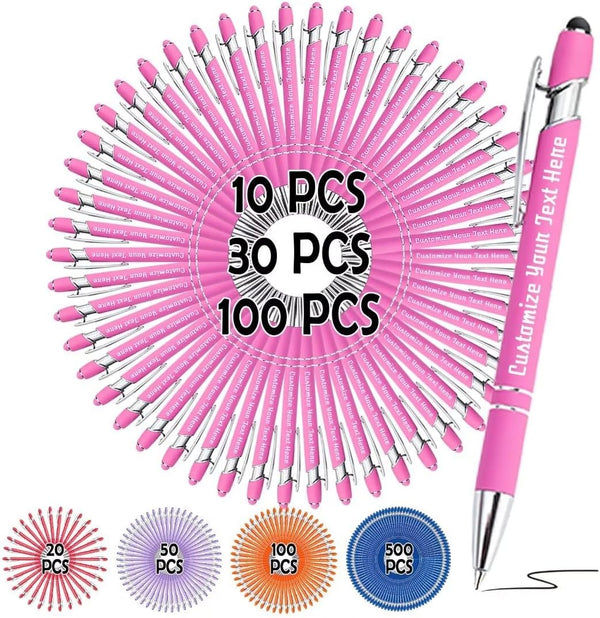 Coregiftr Personalised Pens Custom Engraved Ballpoint Pen with Stylus Tip Retractable Customized Click