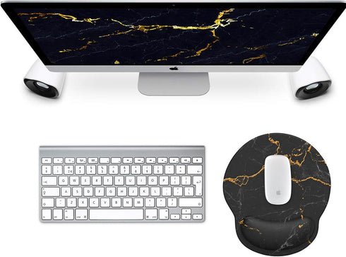 Mouse Pad Wrist Support, Ergonomic Gel Mouse Pad with Wrist Rest, Comfortable Computer Mouse Pad for Laptop, Pain Relief Mousepad with Non-Slip PU Base (Black Marble) by eulps