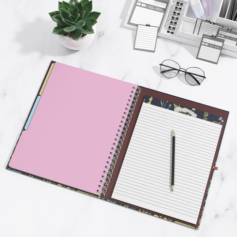 Rimilak Spiral Clipboard Folio, Refillable Lined Notepad, 14.5 x 9.8 Inch, Hardcover Clipboards with 5 Pockets, Daisy