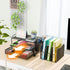 Simple Trending Black Desk File Organizer with Sliding Drawer, Metal Mesh Double Tray & 5 Upright Section Sorter
