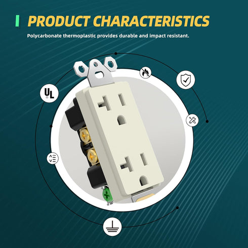 20 2 3 5-20R, 10 Pack TOPELER Amp Decorator Wall Receptacle, Standard Electrical Power Outlets w/Plate, Pole Wire