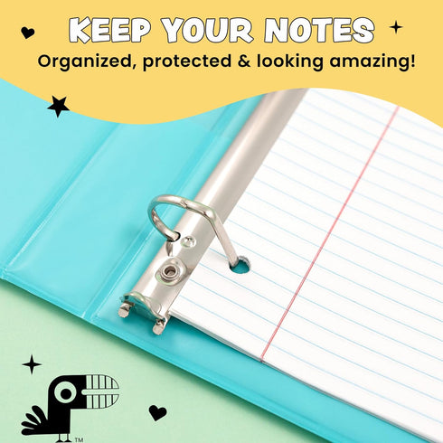 Yoobi 1/2 Inch Multicolor Binder & 8-Tab Divider Set - 4-Pack of 3-Ring Binders with 2 Pockets for School