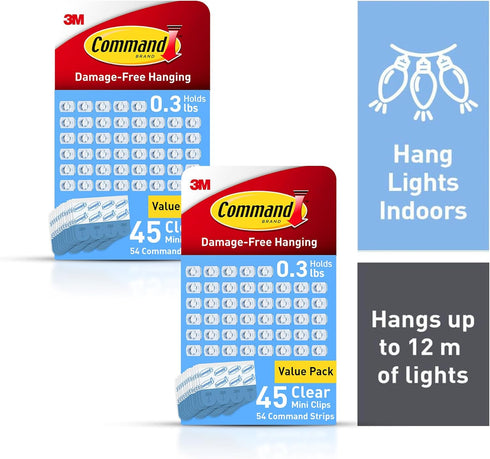 Command 90 Count Indoor Mini Light Clips, Damage Free Hanging Christmas Lights, Mini Wall Clips for Hanging Indoor