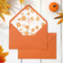 Whaline 50Pcs Fall Invitation Envelopes, Orange Pumpkin Greeting Card Holders with Stickers, V-Flap Envelopes Gift Card