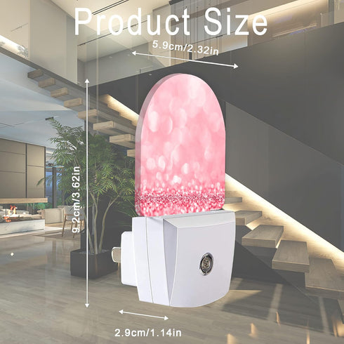 AOWULA Pink Glitter Night Light,Night Lights Plug into Wall Decor for Stairway/Hallway/Kitchen,Dusk to Dawn Sensor