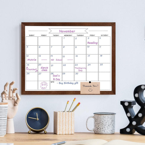 TORASO Dry Erase White Board & Monthly Calendar Board, 13"x 17" Magnetic Whiteboard for Office, Home, School