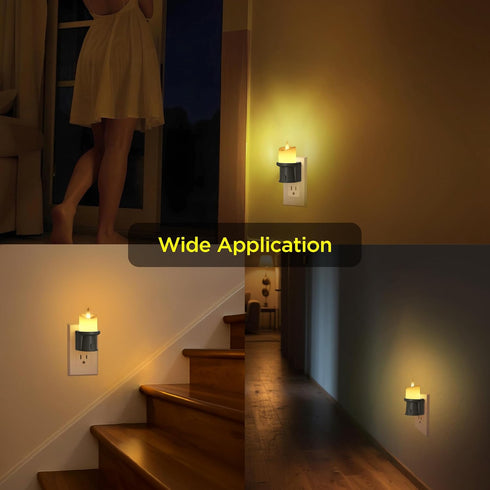 2-in-1 (1 Pack) 1 Pack) Plug in Night Light - Dual Mode: Sensor & Remote Control - Modern Farmhouse Black Candle Wall