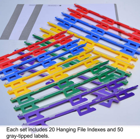Ultimate Office MagniFile Insertable Hanging File Folder Tabs, Set of 20, Assorted Indexes to Find Files Fast