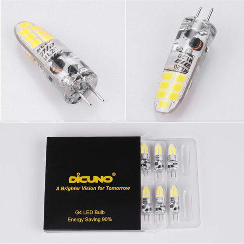 DiCUNO G4 LED Bulb 12V, JC Bi-Pin Base 2W Daylight White 6000K, 20W T3 Halogen Replacement Bulb for Landscape Light