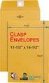 Clasp Envelopes, 11.5" x 14.5" Gummed Flap with Metal Clasp Closure, Perfect for Office, Home, School Use (5 Pack)