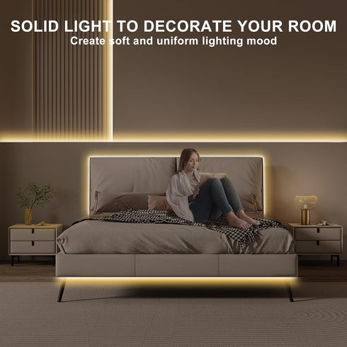Olaholii 16.4ft 2700K Ra93+ Dimmable COB Led Strip Light with Remote, Bright Warm White Led COB Strip Light, White Led