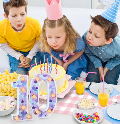 0 Mermaid Birthday Party Decoration LED Glowing Numbers Mermaid Number Light Up Number Light up Sign Digital Lights