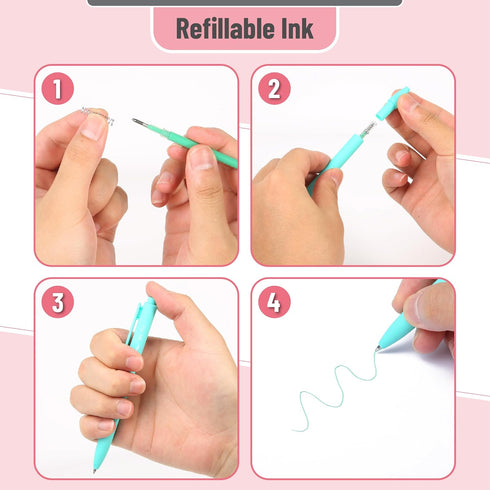 Mr. Pen 12 Pack Retractable Gel Pens, Assorted Colors, Fast Dry, Fine Point 0.7mm, Cute Aesthetic Pens