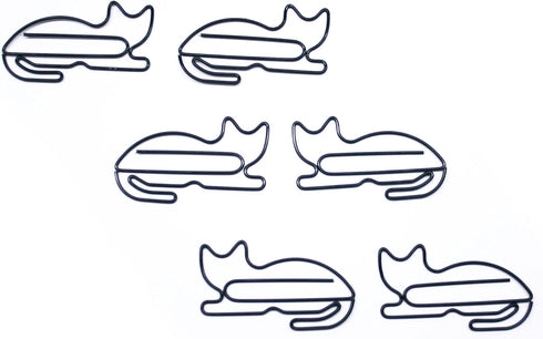 Animal Cat Shaped Paper Clips in Silver Tin and Gift Box Great for Paper Clip Collectors or Animal Lovers (Black 100 Count) by Butler in the Home