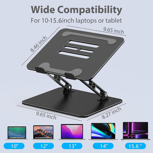 Gogoonike 10-15.6 Adjustable Laptop Stand for Desk, Metal Foldable Laptop Riser Holder, Portable Desktop Book Stands